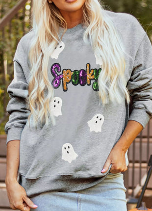 Halloween Spooky Ghost Sequin Sweatshirt - MimiStylez