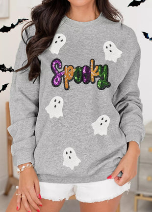 Halloween Spooky Ghost Sequin Sweatshirt - MimiStylez