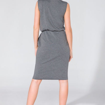 Knit Dress with Seam Pockets & Raw Hem Details - MimiStylez