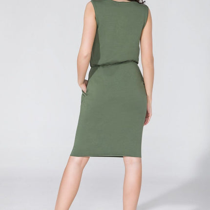 Knit Dress with Seam Pockets & Raw Hem Details - MimiStylez