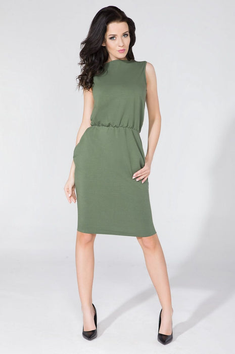 Knit Dress with Seam Pockets & Raw Hem Details - MimiStylez
