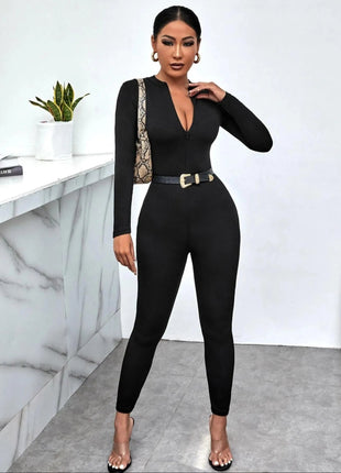 Long Sleeve Bodycon Jumpsuit - MimiStylez