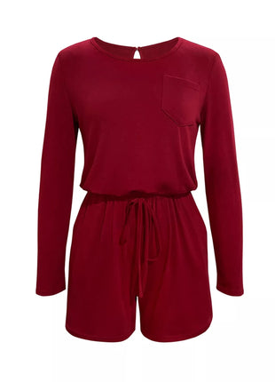 Long Sleeve Drawstring Romper - MimiStylez