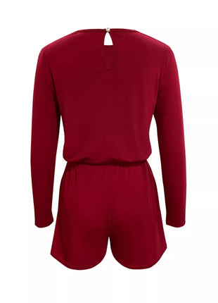 Long Sleeve Drawstring Romper - MimiStylez