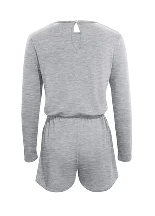 Long Sleeve Drawstring Romper - MimiStylez