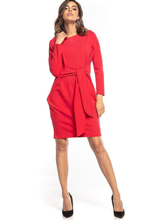 Loose Cotton Knit Midi Dress with Kimono Top & Sewn - In Tie Belt - MimiStylez