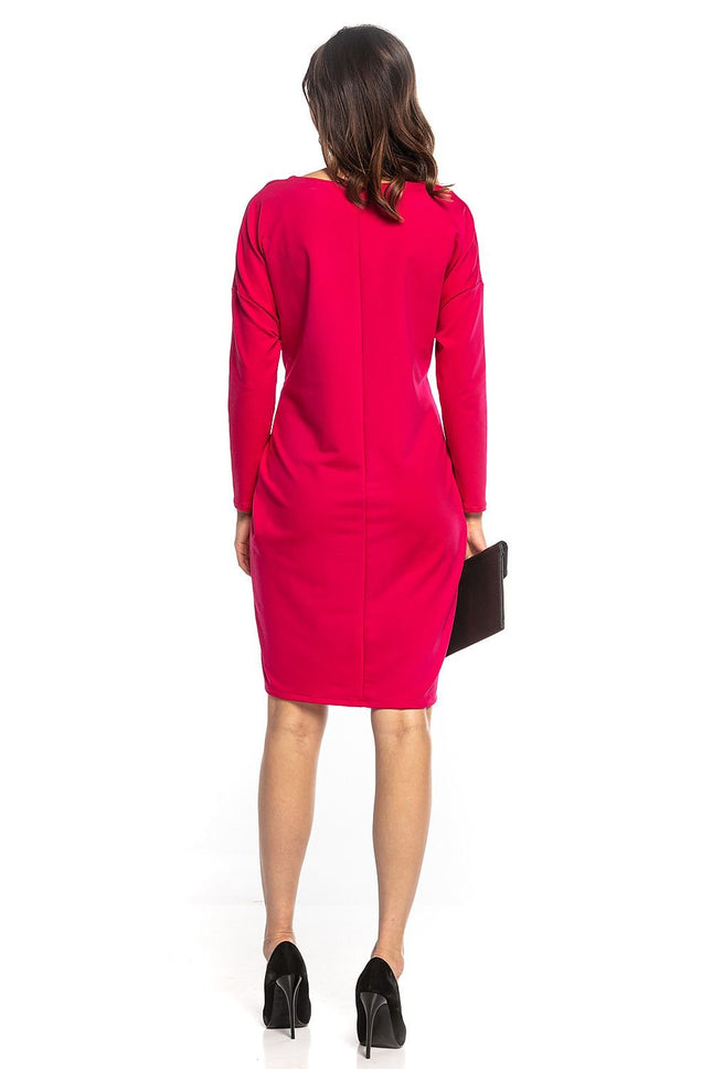 Loose Cotton Knit Midi Dress with Kimono Top & Sewn - In Tie Belt - MimiStylez