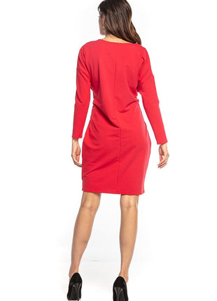Loose Cotton Knit Midi Dress with Kimono Top & Sewn - In Tie Belt - MimiStylez