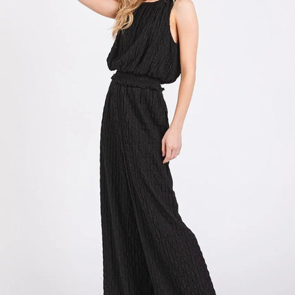 Mittoshop Textured Stretchy Crop Tank and Pants Set - MimiStylez