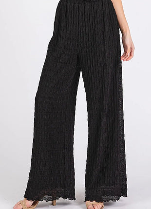 Mittoshop Textured Stretchy Crop Tank and Pants Set - MimiStylez