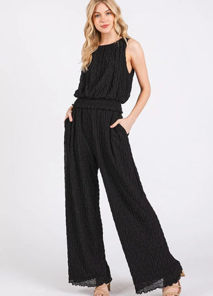 Mittoshop Textured Stretchy Crop Tank and Pants Set - MimiStylez