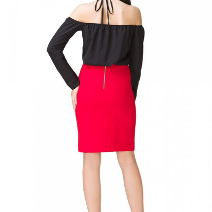 Off - Shoulder Blouse with Neck Tie & 3/4 Sleeves - MimiStylez