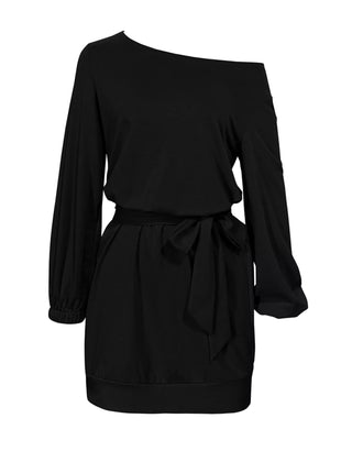 One Shoulder Tie Waist Dress - MimiStylez