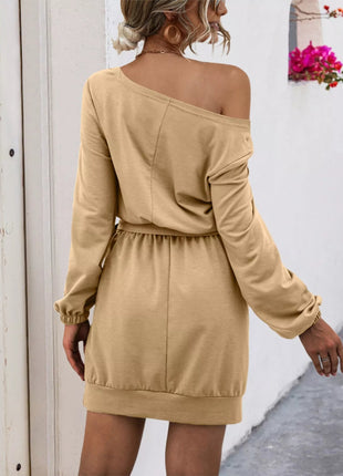 One Shoulder Tie Waist Dress - MimiStylez