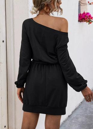 One Shoulder Tie Waist Dress - MimiStylez