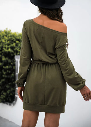 One Shoulder Tie Waist Dress - MimiStylez