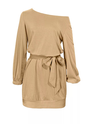 One Shoulder Tie Waist Dress - MimiStylez