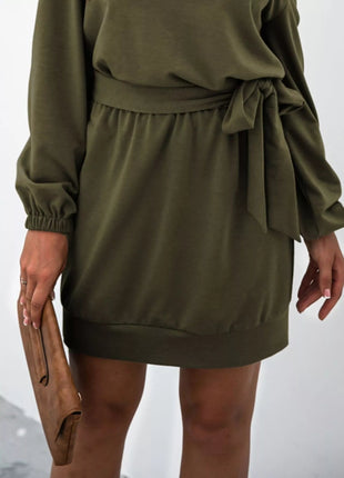 One Shoulder Tie Waist Dress - MimiStylez