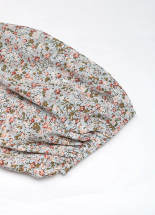 Perfee Ditsy Floral Smocked Square Neck Puff Sleeve Jumpsuit - MimiStylez