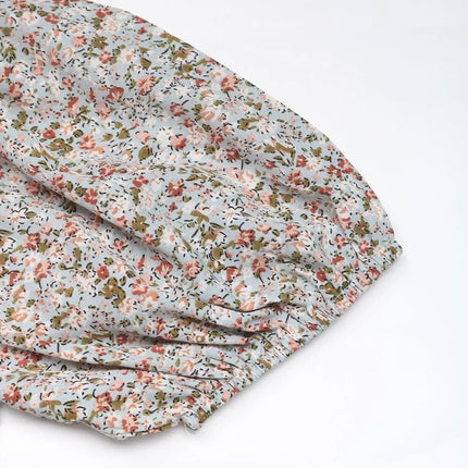 Perfee Ditsy Floral Smocked Square Neck Puff Sleeve Jumpsuit - MimiStylez