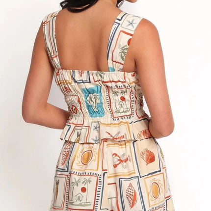 Printed Smocked Tank and Shorts Set - MimiStylez