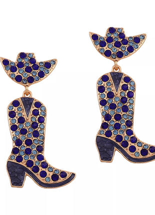 Rhinestone Cowboy Boot Dangle Earrings - MimiStylez