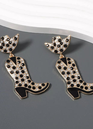 Rhinestone Cowboy Boot Dangle Earrings - MimiStylez