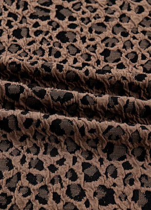 Ribbed Trim Leopard Print Long Sleeve Top - MimiStylez