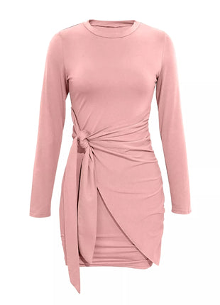 Round Neck Long Sleeve Bodycon Dress - MimiStylez