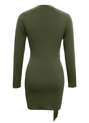 Round Neck Long Sleeve Bodycon Dress - MimiStylez