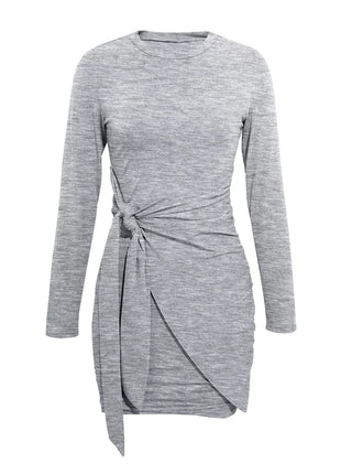 Round Neck Long Sleeve Bodycon Dress - MimiStylez