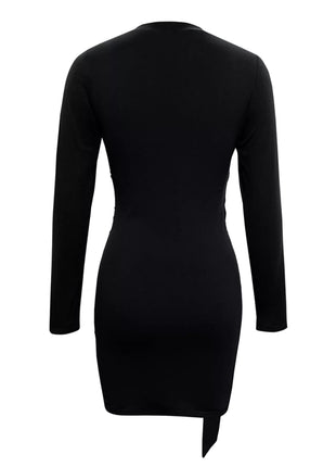 Round Neck Long Sleeve Bodycon Dress - MimiStylez
