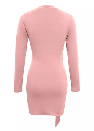 Round Neck Long Sleeve Bodycon Dress - MimiStylez