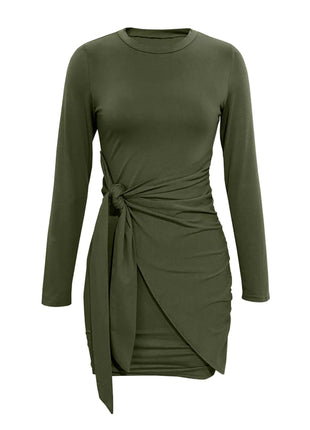 Round Neck Long Sleeve Bodycon Dress - MimiStylez