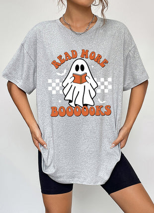 Round Neck Short Sleeve Ghost Graphic T-Shirt - MimiStylez