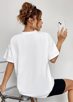 Round Neck Short Sleeve Ghost Graphic T-Shirt - MimiStylez