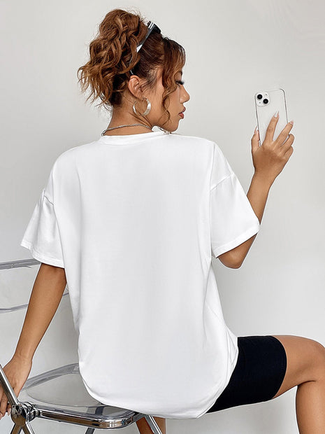 Round Neck Short Sleeve Ghost Graphic T-Shirt - MimiStylez