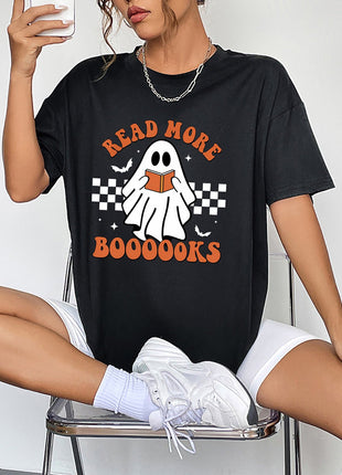 Round Neck Short Sleeve Ghost Graphic T-Shirt - MimiStylez