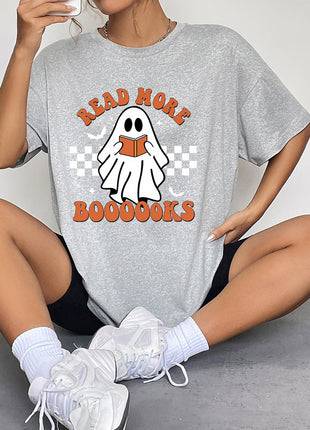 Round Neck Short Sleeve Ghost Graphic T-Shirt - MimiStylez