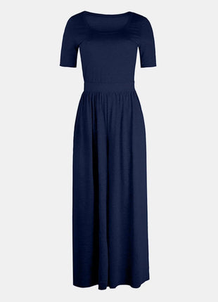 Scoop Neck Short Sleeve Jumpsuit - MimiStylez