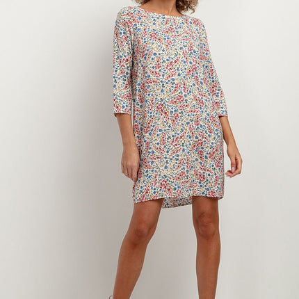 Simple Viscose Dress with Contrasting Back Pleat & Elbow Sleeves - MimiStylez