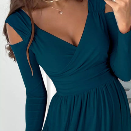 Slit Surplice Cold Shoulder Maxi Dress - MimiStylez