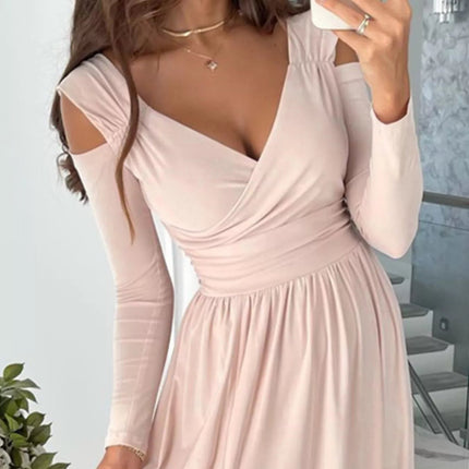 Slit Surplice Cold Shoulder Maxi Dress - MimiStylez