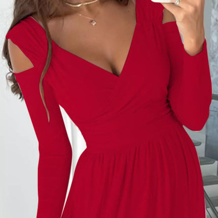Slit Surplice Cold Shoulder Maxi Dress - MimiStylez