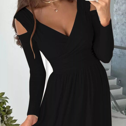 Slit Surplice Cold Shoulder Maxi Dress - MimiStylez