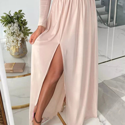Slit Surplice Cold Shoulder Maxi Dress - MimiStylez