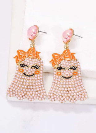Smiling Ghost Shape Synthetic Pearl Earrings - MimiStylez