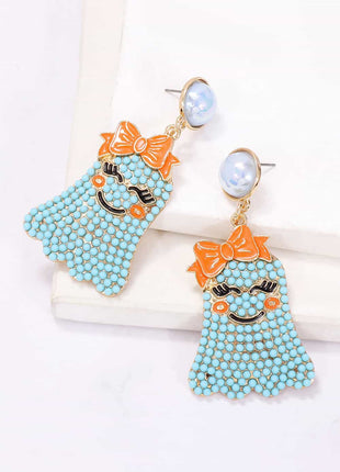 Smiling Ghost Shape Synthetic Pearl Earrings - MimiStylez