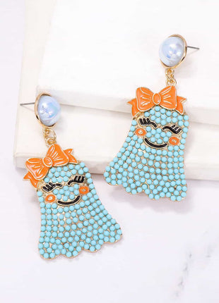Smiling Ghost Shape Synthetic Pearl Earrings - MimiStylez