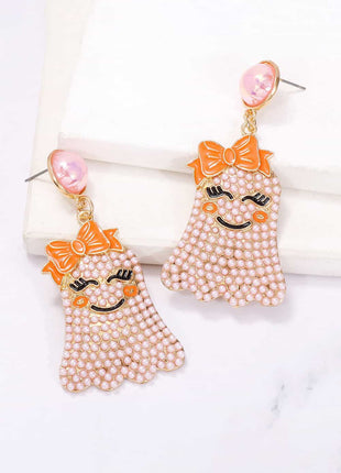 Smiling Ghost Shape Synthetic Pearl Earrings - MimiStylez